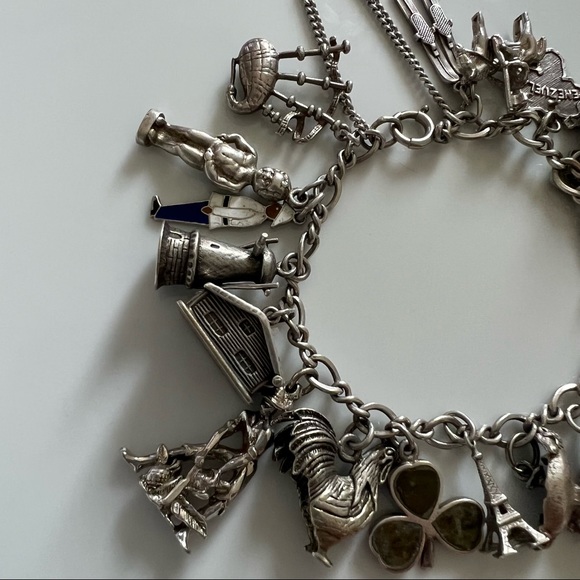 STERLING SILVER VTG Charm Bracelet - Picture 3 of 6